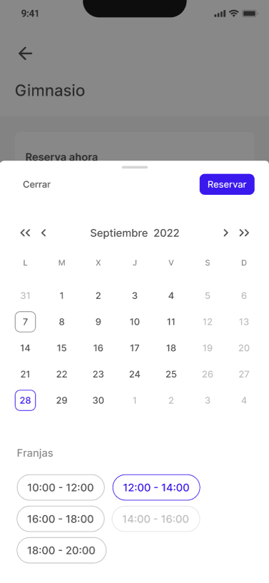 Reservar app calendario